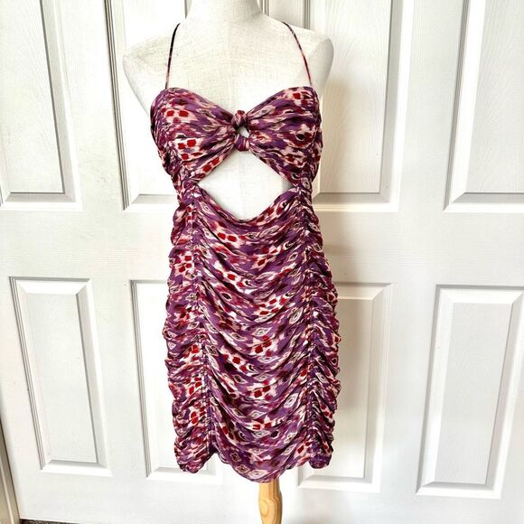 Zara spaghetti strap front knot ruched mini dress - Picture 2 of 15